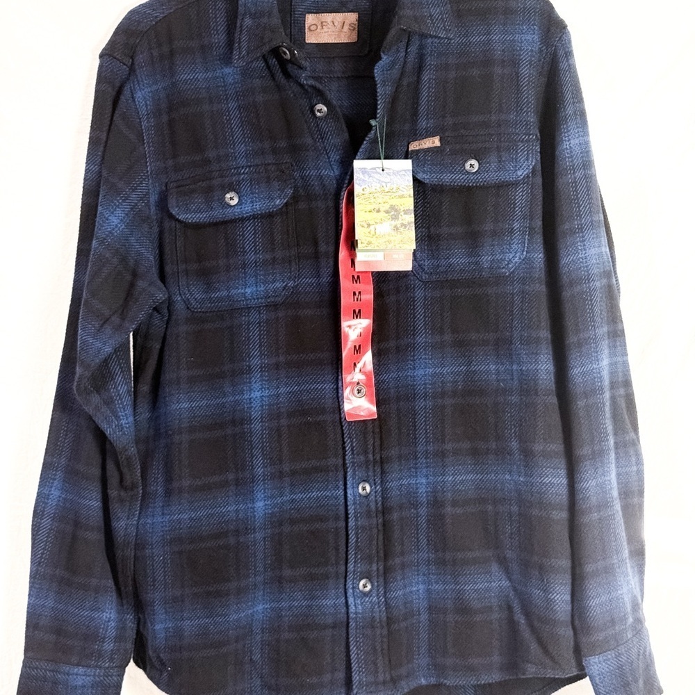 Orvis Blue and Black Plaid Shirt - Picture 1 of 2